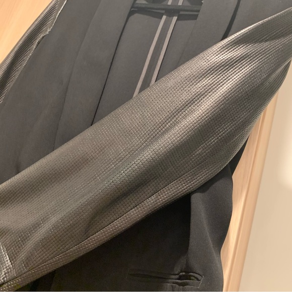 Rag & Bone for Intermix Black Blazer with Leather Sleeves - 8 - Picture 7 of 12
